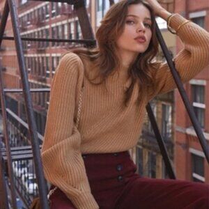 Sezane Orson Wool Alpaca Jumper Sweater in Tan XS